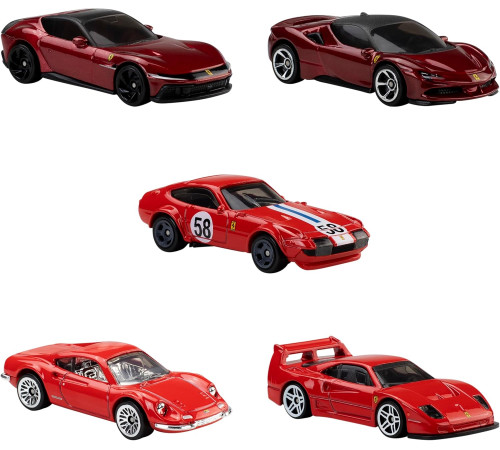 hot wheels jln12 set de colecție 5 mașinuțe "ferrari" 