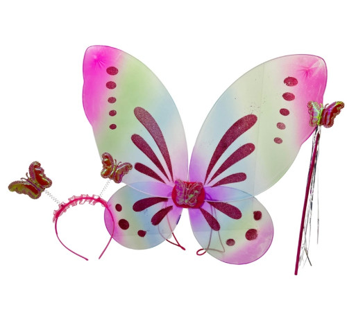 Jucării pentru Copii - Magazin Online de Jucării ieftine in Chisinau Baby-Boom in Moldova 002 set aripi de fluture cu cerc si bagheta multicolor cu sclipici zja359644