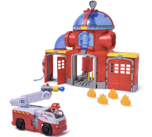 paw patrol 6073760 set de joacă „stația de pompieri a lui marshall. patrula cățelușilor”