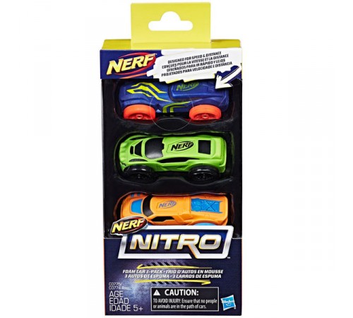 nerf c0774 set de 3 mașini "nitro" în sort.