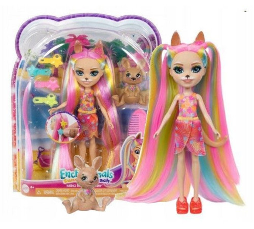 enchantimals htj70 papusa "katrice kangaroo cu animalul de companie cangur"