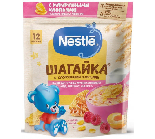 Детское питание в Молдове nestle Каша молочная Шагайка мультизлаковая мед-абрикос-малина 190 гр. (12 м +)