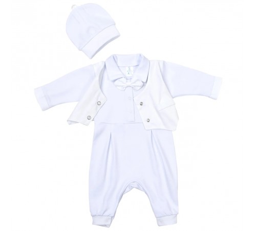 Одежда для малышей в Молдове Veres 110-2.52-3.62 Комплект "Gentleman white" открытая ножка (комбинезон, шапочка) р.62 Одежда для малышей в Молдове veres 110-2.52-3.62 Комплект "gentleman white" открытая ножка (комбинезон, шапочка) р.62