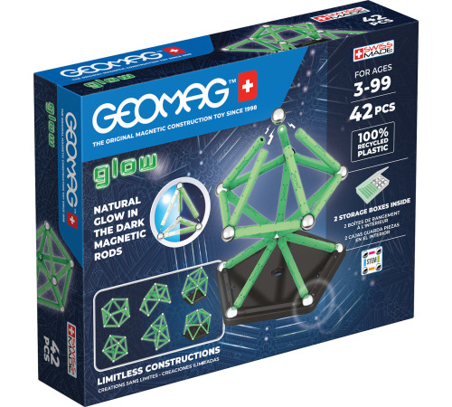 Детский магазин в Кишиневе в Молдове geomag 329 Магнитный конструктор "glow recycled" (42 дет.)