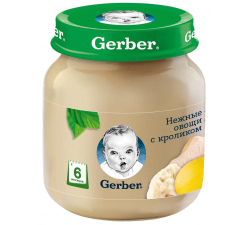 Детское питание в Молдове gerber Пюре Нежные овощи с кроликом 130гр.(6+)