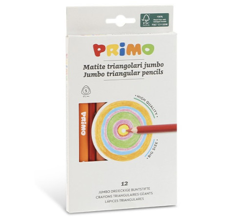  primo creioane jumbo triunghiulare, 12 culori/ 5,5 mm