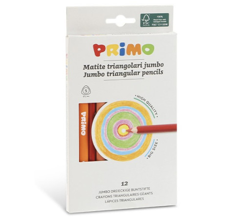 Primo Creioane Jumbo triunghiulare, 12 culori/ 5,5 mm  primo creioane jumbo triunghiulare, 12 culori/ 5,5 mm