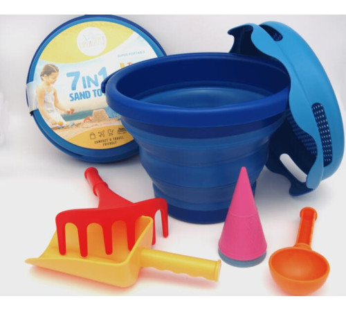 compactoys 99100201 set de nisip compact 7 &icirc;n 1 (albastru)