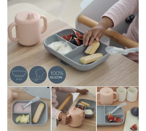 beaba 5068 set de masa din silicon (3 piese) roz