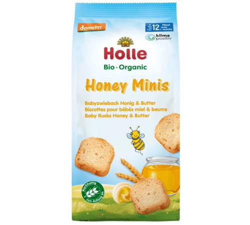 Питание и аксесcуары в Молдове holle bio organic Сухари мини пшеничные с медом и маслом (12 м +) 100 гр.