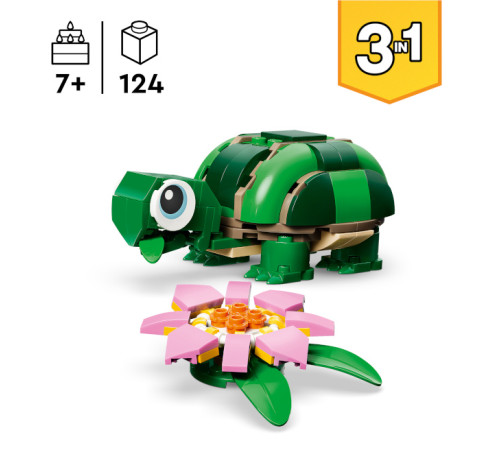 lego creator 31377 constructor 3 in 1 "broască-țestoasă cu o floare de nufăr" (124 el.)