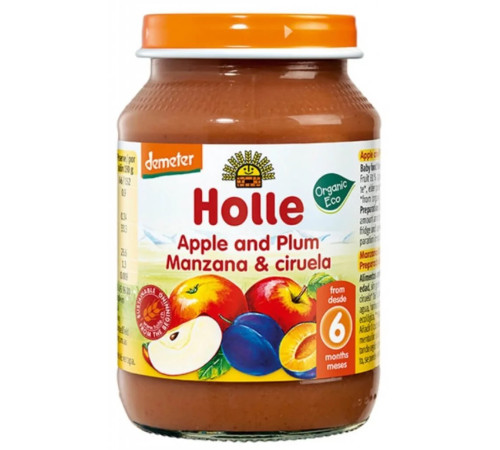 holle bio organic piure de mere si prune (6 luni +) 190 gr.