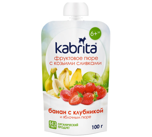 mega pack kabrita piure cu frișсă de capra "banana-capsuni" (6 х 100) 600 gr.