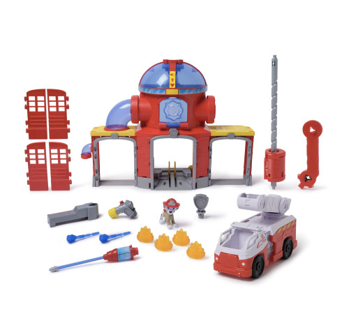 paw patrol 6073760 set de joacă „stația de pompieri a lui marshall. patrula cățelușilor”