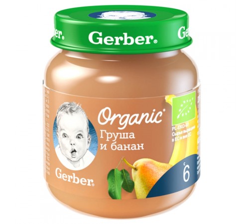 Gerber Organic Пюре груша-банан 125 гр. (6м +) Детское питание в Молдове gerber organic Пюре груша-банан 125 гр. (6м +)