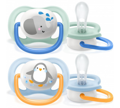 avent scf080/05 Пустышка силиконовая ultra air "animal" (0-6 м.) 2 шт.