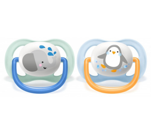 avent scf080/05 Пустышка силиконовая ultra air "animal" (0-6 м.) 2 шт.