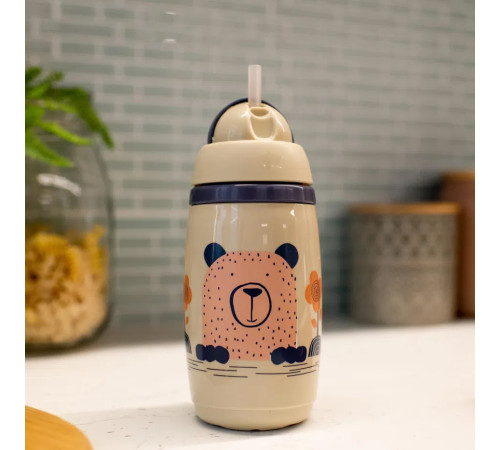 tommee tippee tt0398 cana termica cu pai "superstar" bej (12 m+) 266 ml.