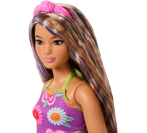 barbie jjn57 păpușă barbie "fashionistas № 244" &icirc;ntr-o rochie florală fără spate