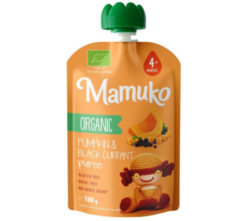  mamuko piure organic de dovleac si coacaza neagra (4 luni+) 100 g.