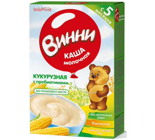 Детское питание в Молдове Винни Каша молочная Кукурузная c пребиотиками (5 m+) 200 гр.