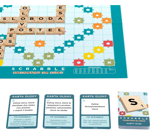 mattel jlj65 joc de societate "scrabble 2 &icirc;n 1" cu piese din lemn (ro)
