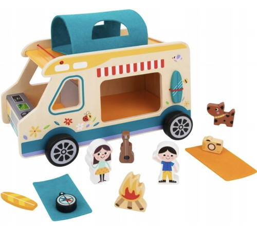 tooky toy th427 mașină de camping din lemn