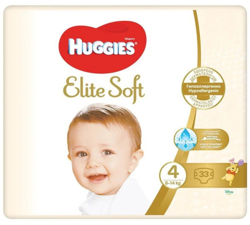 huggies elite soft 4 (8-14 kg.) 33 buc.