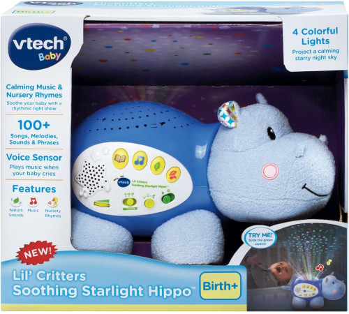  vtech 80180926rus Мягкий ночник-проектор "Звездный бегемотик" (ru)