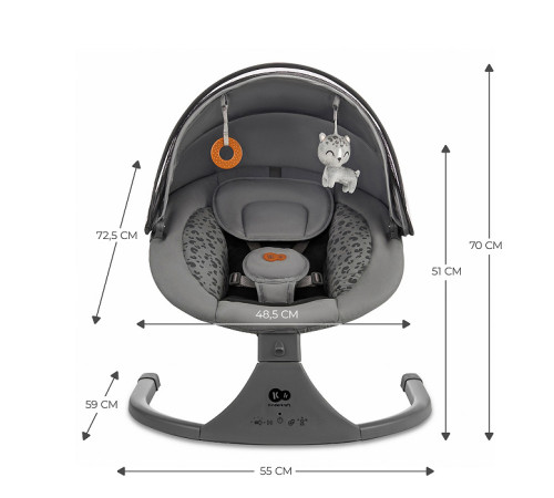kinderkraft leagan electronic lumi 2 (p&acirc;nă la 9 kg.) dark grey