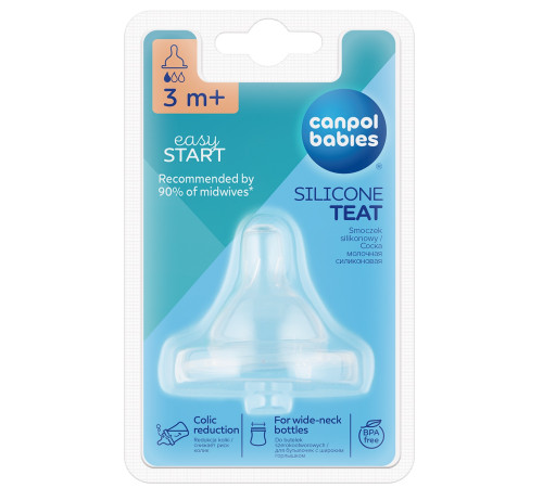 canpol 21/720 tetina din silicon rotunda lenta "easystar" (3 luni+) 1buc