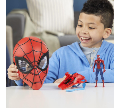 spider-man f9196 set de joc 3-&icirc;n-1 "marvel spider-man: mască, figurină și lansator"