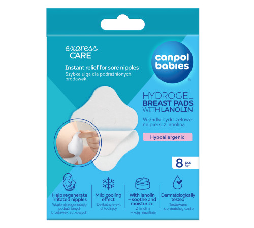canpol 1/656 absorbante calmante pentru sâni din hidrogel cu lanolină (8 buc.)