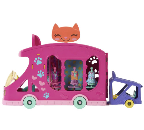 enchantimals hpb34 set de joaca “automobil cu accesorii și păpușa caddy cat cu animaluț bucket”