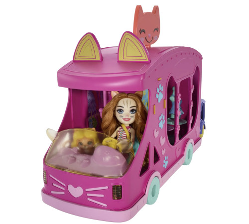 enchantimals hpb34 Игровой набор “Автомобиль с аксессуарами и кукла Кошка Кэнди с питомцем Баккет”