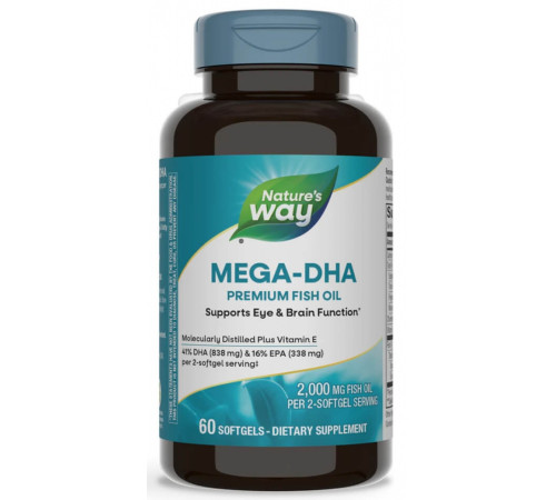 Natures Way Премиум Рыбий Жир "Mega-DHA Premium Fish Oil, 1000mg" (60 капсул) Питание и аксесcуары в Молдове natures way Премиум Рыбий Жир "mega-dha premium fish oil, 1000mg" (60 капсул)