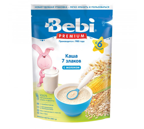Детское питание в Молдове bebi premium Каша молочная 7 злаков  (6 м+) 200 гр.