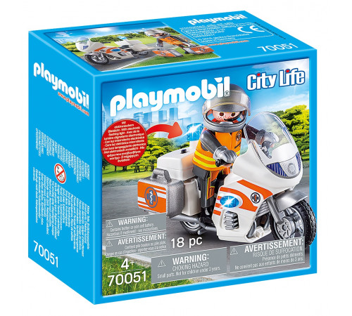  playmobil 70051 Конструктор "Аварийный мотоцикл" (18 дет.)