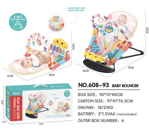 bibiin toys 608-93 covoraș de joacă-șezlong 2 &icirc;n 1 roz