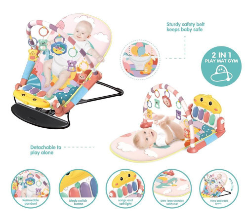 bibiin toys 608-93 covoraș de joacă-șezlong 2 &icirc;n 1 roz