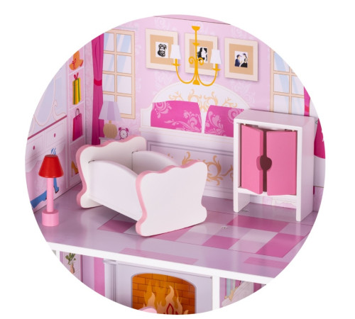 chipolino diwh02408631 casă pentru păpuși din lemn cu 9 accesorii