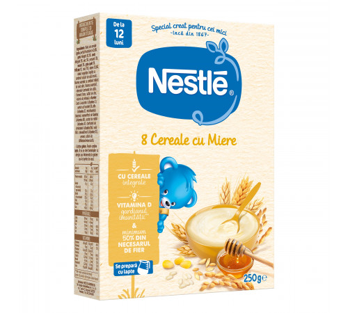 nestle Каша 8 злаков с мёдом безмолочная 250 гр. (12 м+)