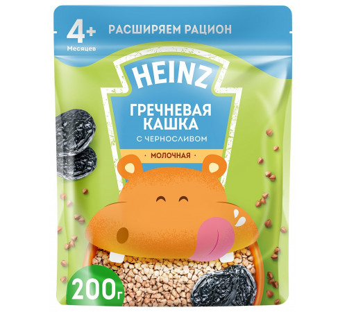 Детское питание в Молдове heinz Кашка молочная гречневая с черносливом и Омега 3 (с 4 м+) 200 гр.
