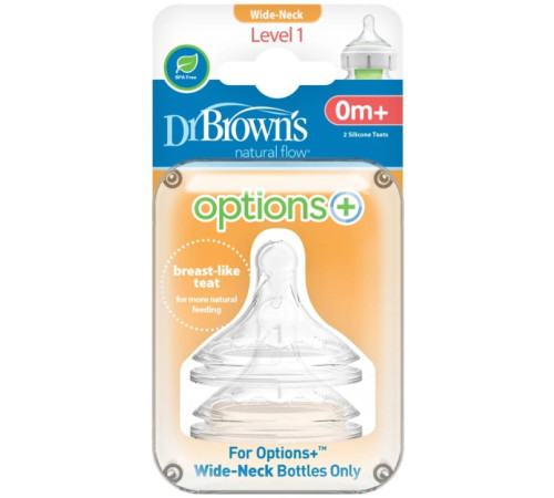  dr.browns wn1201  set de 2 tetine anticolice din silicon "options +" (0 luni+) 2 buc.