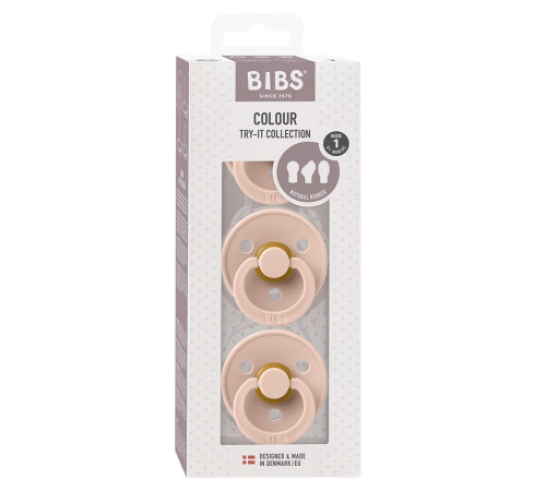 bibs set suzete din latex try-it pack color 3 buc. (0-6 luni) blush