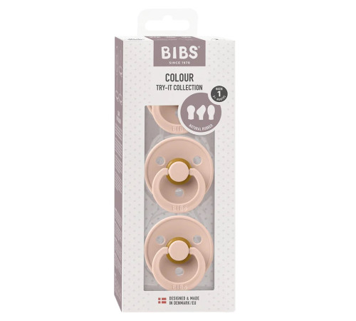 bibs Набор латексных пустышек try-it pack color 3 шт. (0-6 м.) blush