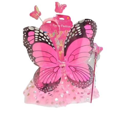  funny fashion zja359652 set aripi de fluture cu fustita, cerc si bagheta (roz/albastru)