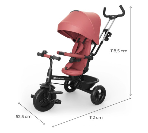 kinderkraft Детский трицикл aston 2 plus (розовый)