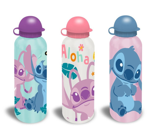 kids licensing st00087 sticla pentru apa aluminiu "stitch" (500 ml.) 3 modele