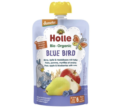 Питание и аксесcуары в Молдове holle bio organic Пюре "blue bird"  яблоко, груша, черника и овсянка (6 м.+) 100 гр.